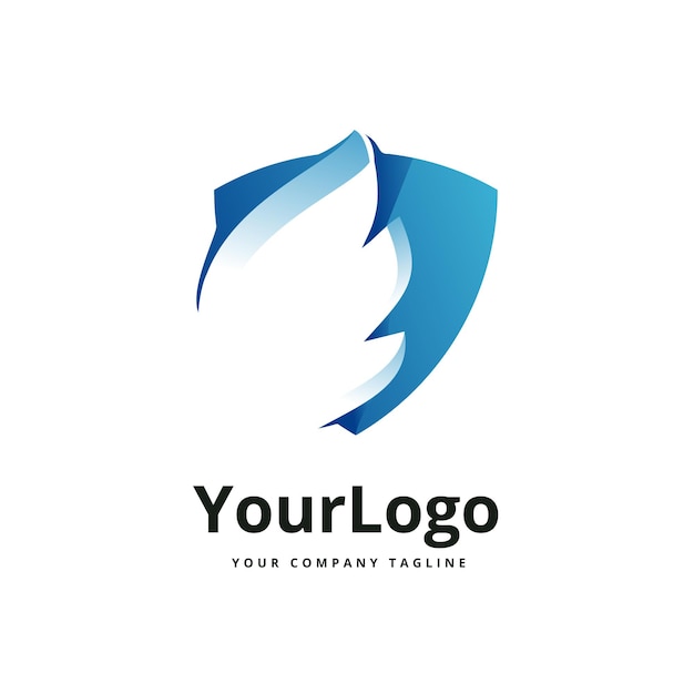 Wing and shield gradient logo premium vector