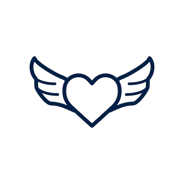 Wing with heart icon valentine symbol logo illustration