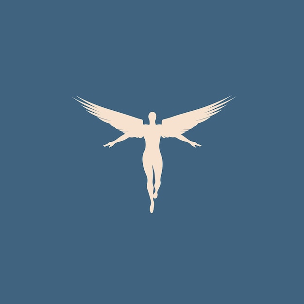 winged angel icon flat isolated background