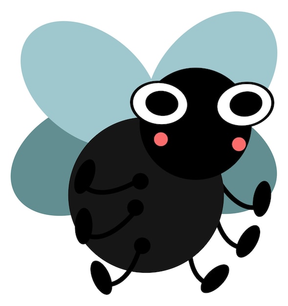 Vettore personaggio insetto alato scarabeo volante divertente cartone animato