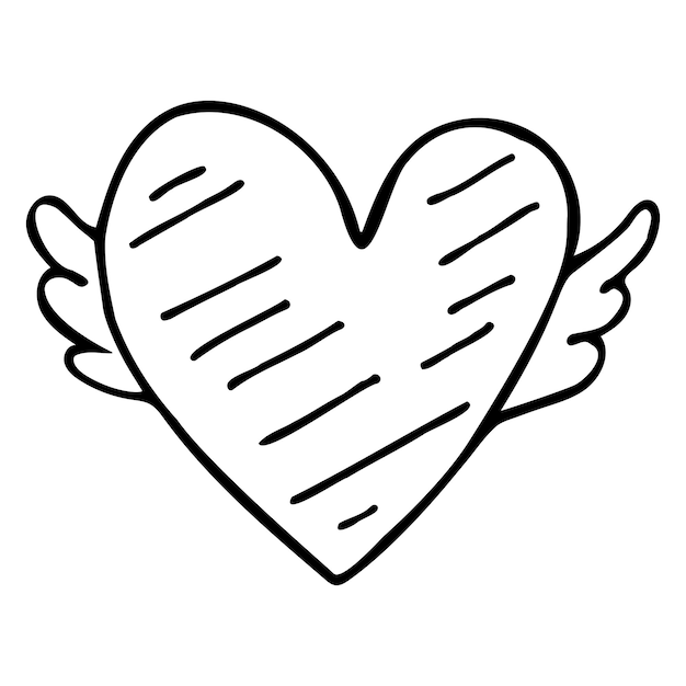 Winged doodle heart