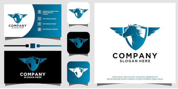 winged horse logo design template