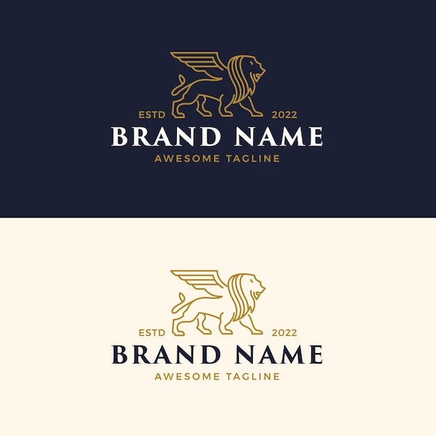 Winged Lion Logo Design Creative