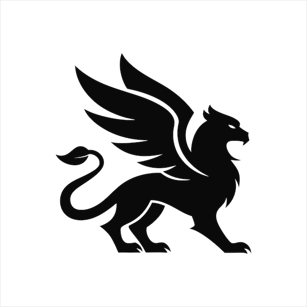 날개 달린 사자 로고 일러스트레이션 디자인