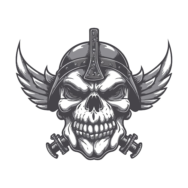 Winged skull head