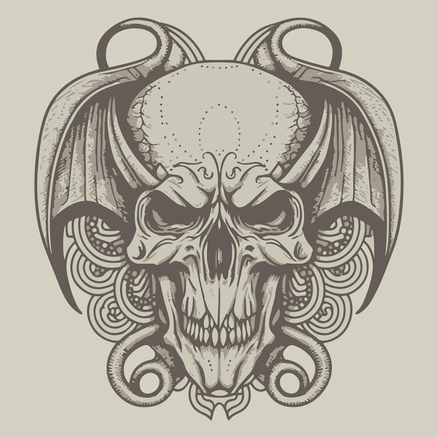 Winged skull ornament