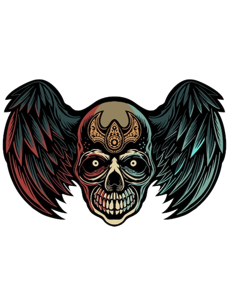 Winged skull vector illustration