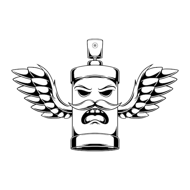 Winged spray design mascot illustration