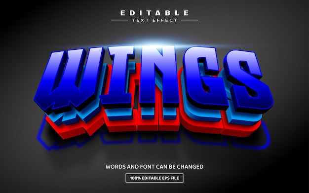 Wings 3D editable text effect template