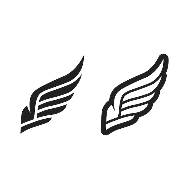 날개 검은 아이콘 벡터 세트 현대 최소한의 디자인