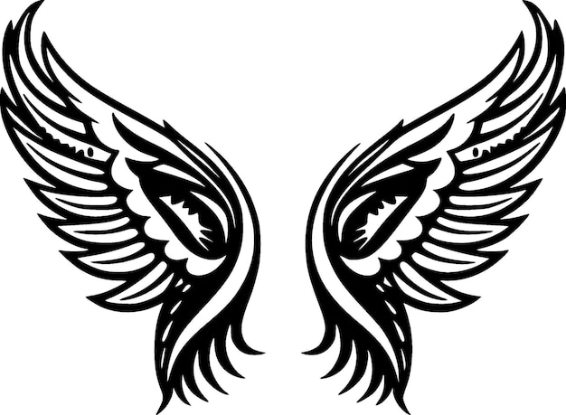 Wings Black and White Isolated Icon Vector illustration