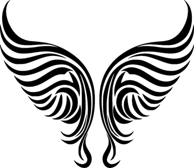 Wings black and white vector illustration