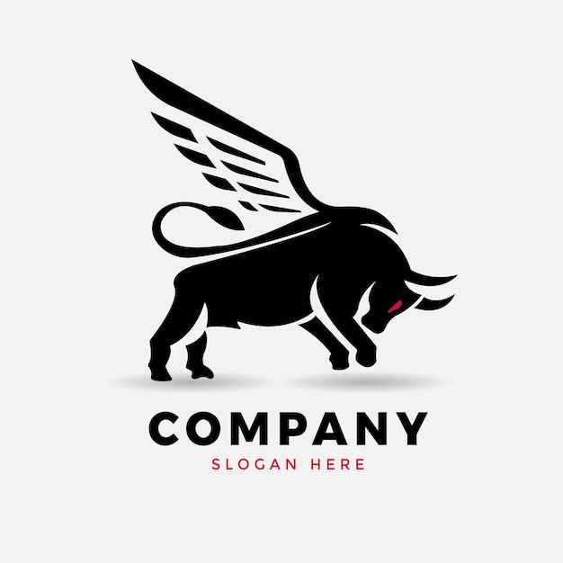 Wings bull logo design vector