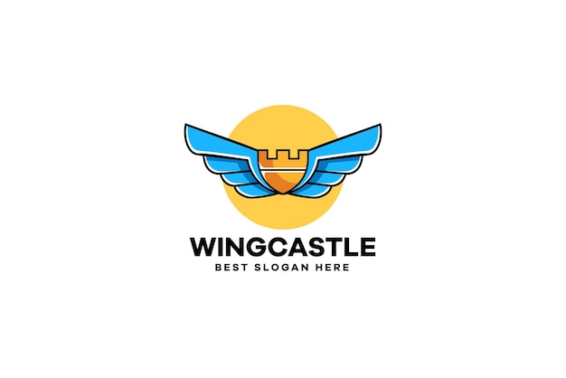 Wings Castle Illustration Logo