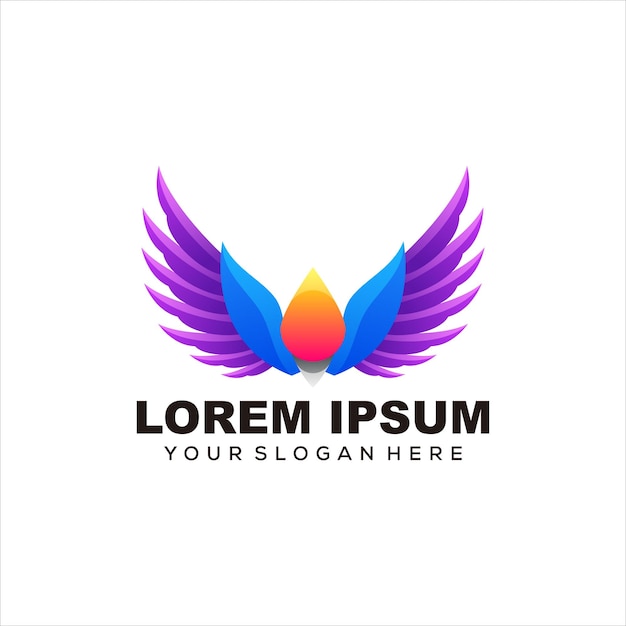 wings colorful logo illustration vector