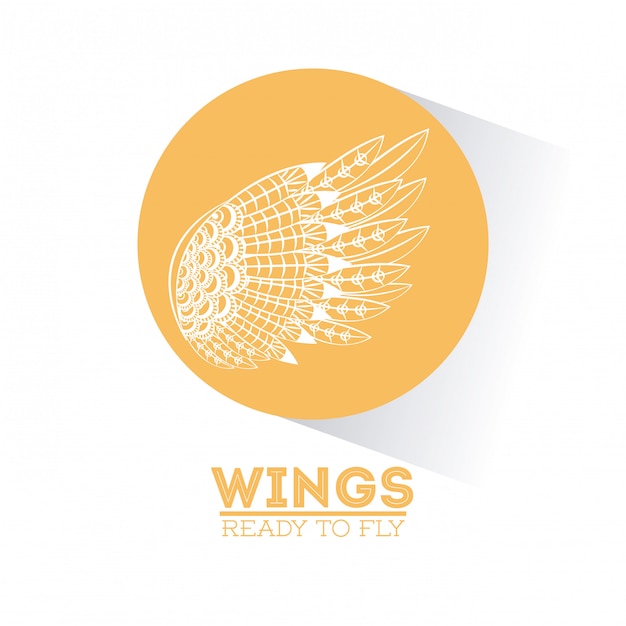 Wings draw emblem cartoon