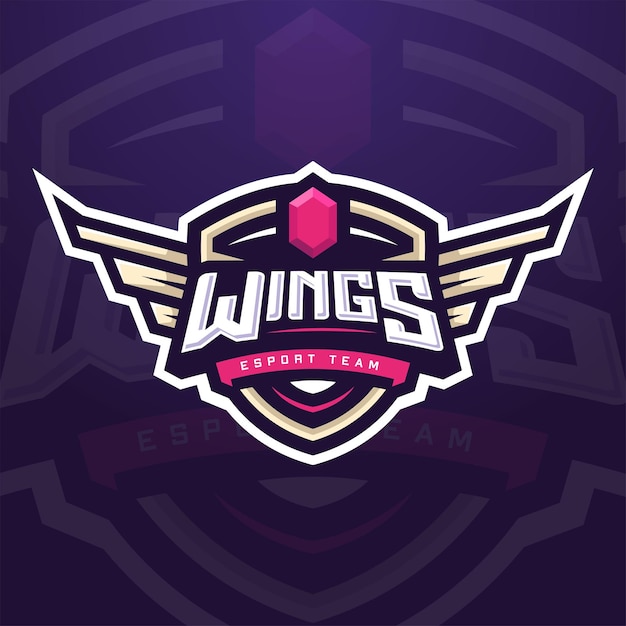 Шаблон логотипа Wings Esports для игрового турнира или социальных сетей