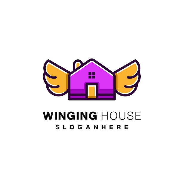 Wings house logo illustration design vector colorful