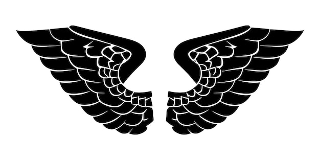 Wings icon Black icon of wings on white background Wings logo design Vector illustration