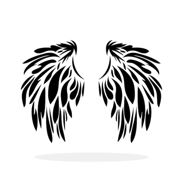 날개 아이콘 흰색 배경에 날개의 검은 아이콘 날개 로고 디자인