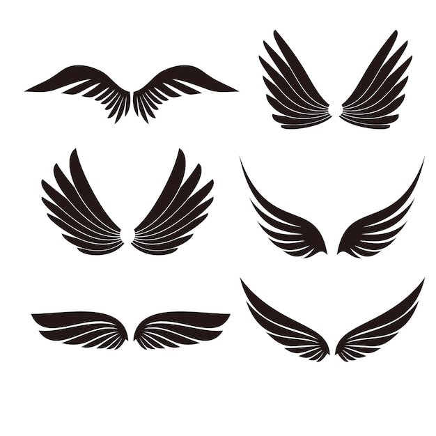 Иконки крыльев на белом фоне для графического и веб-дизайна