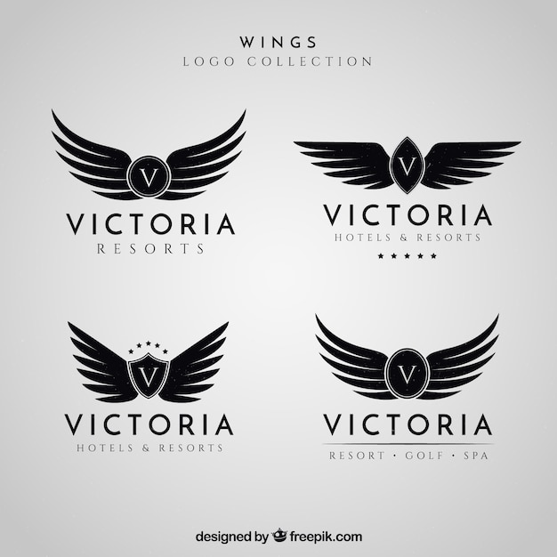 Vettore collezione logo wings