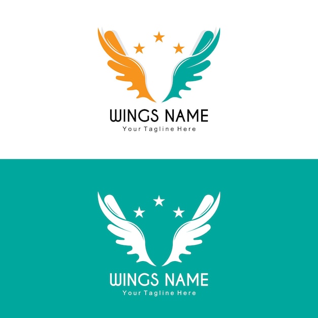 Wings Logo Design Shield Wings Vector Bird Feather Illustration