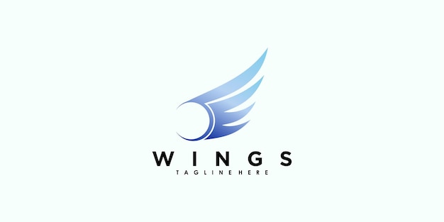 Wings logo design with illustration premium vector