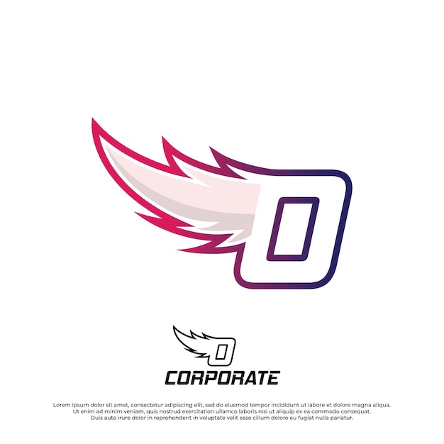 Wings-logo met letter O-illustratieontwerp Wings-badges esport-logo met eenvoudige stijl