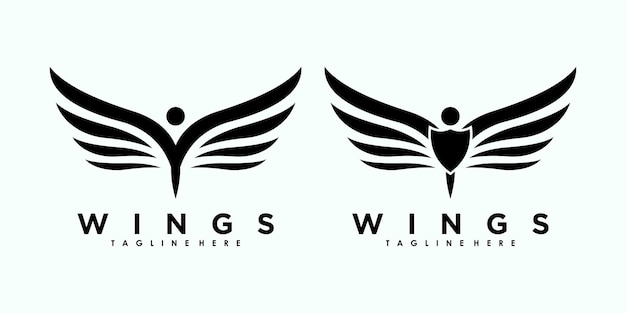 Wings-logo-ontwerp met illustratie premium vector