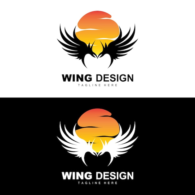 Wings logo phoenix logo bird wing vector template illustration wing brand design