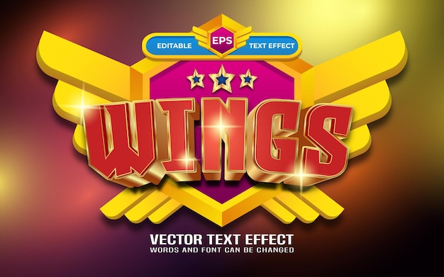 Wings-logo spel bewerkbaar teksteffect