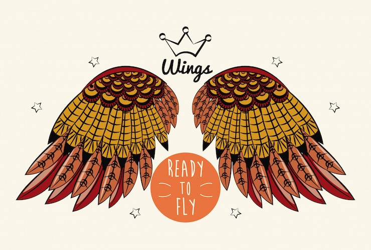 Vector wings ready to fly emblem