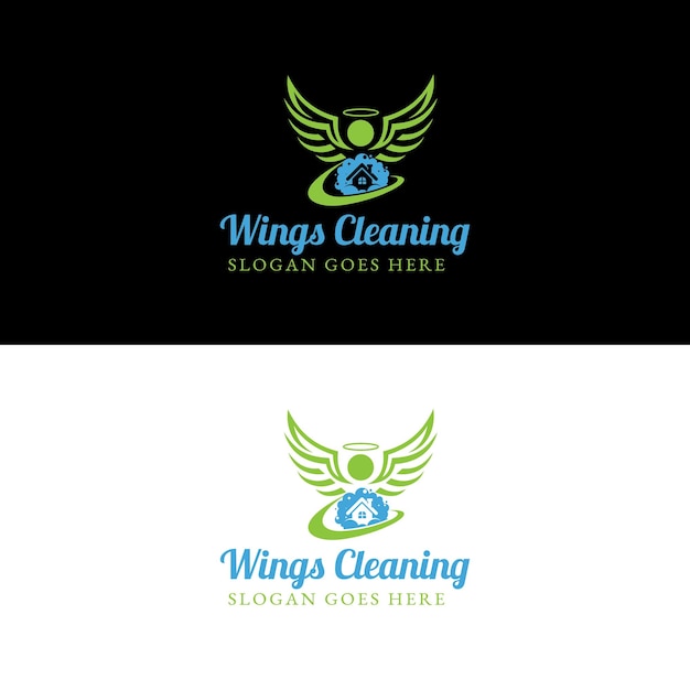 Wings Schoonmaakservice logo ontwerp 1