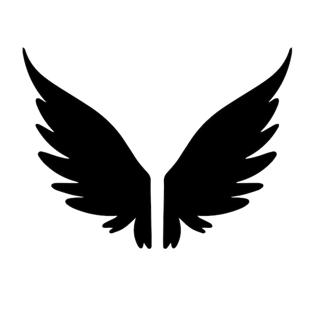 Wings silhouette of angel Black hand drawn wings Vector illustration