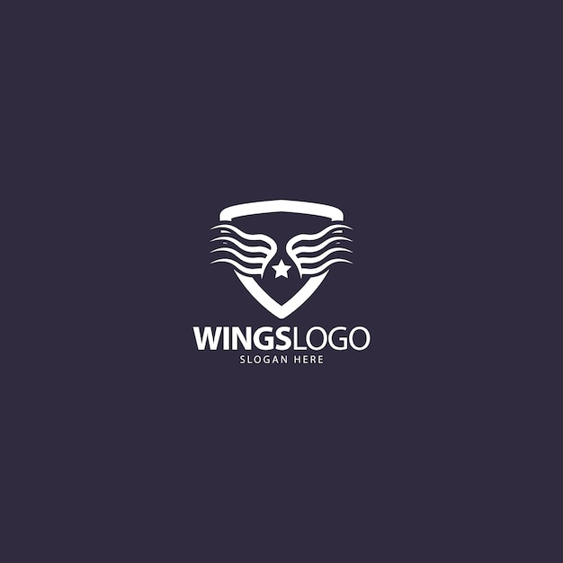 Вектор Логотип компании wings star со щитом