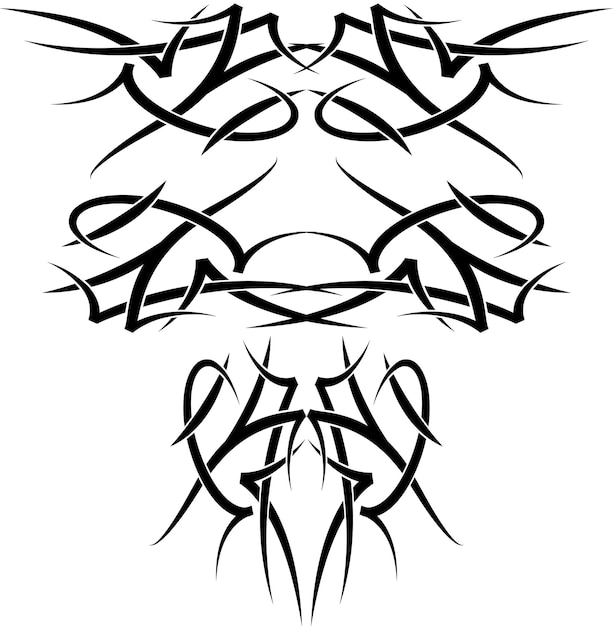 Wings tattoo linear set