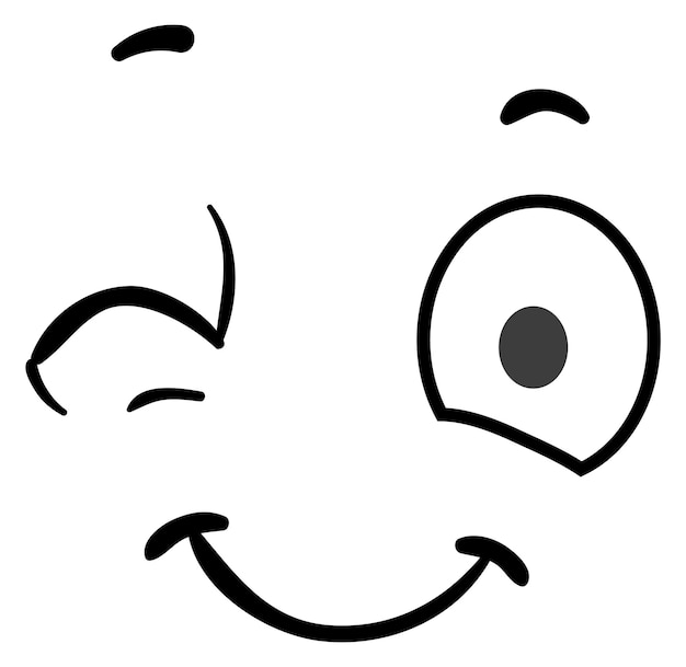 Winked eye cartoon face expression Comic emotion