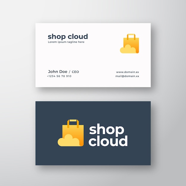 Winkel cloud abstract modern vector logo en visitekaartje sjabloon papieren zak
