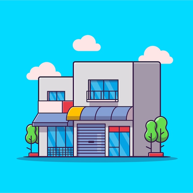 Winkel huis cartoon vectorillustratie. business building concept geïsoleerde vector. platte cartoon stijl