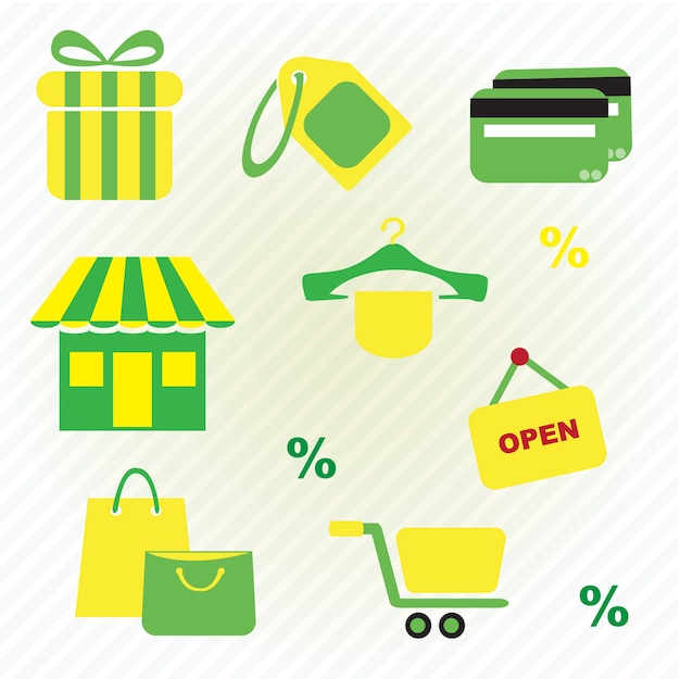 Winkel icon set groen geel