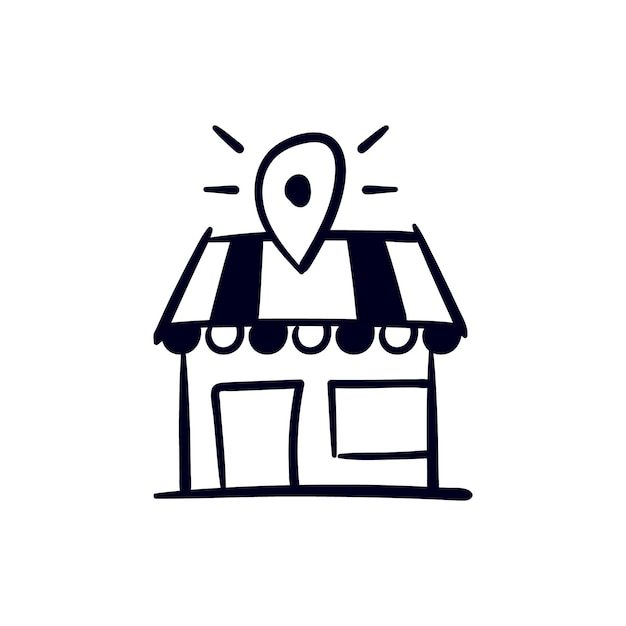 Vector winkel winkel locatie pin pictogram hand getrokken doodle vectorillustratie