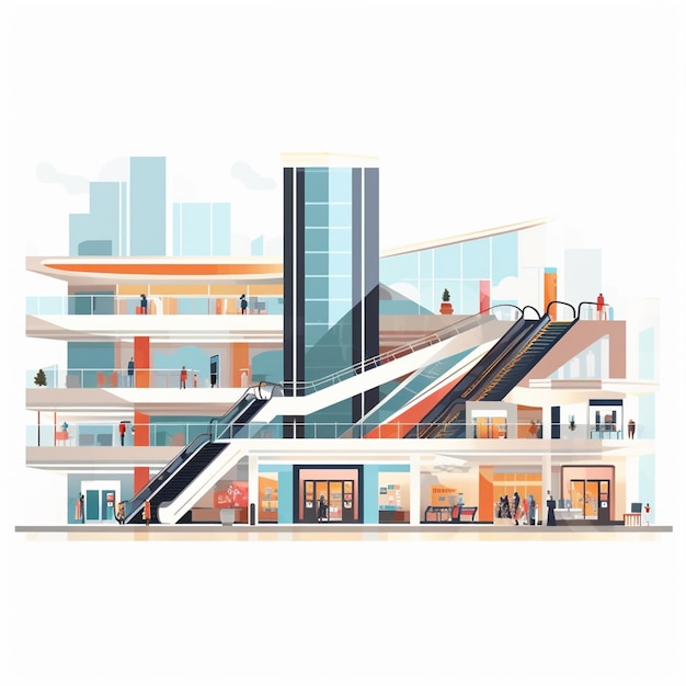 Winkel winkelcentrum winkel vector illustratie zakelijke markt gebouw ontwerp supermarkt stad kopen