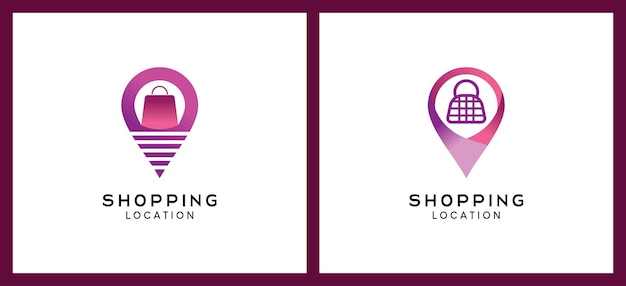 Winkelen locatie pin pictogram logo ontwerp vectorillustratie