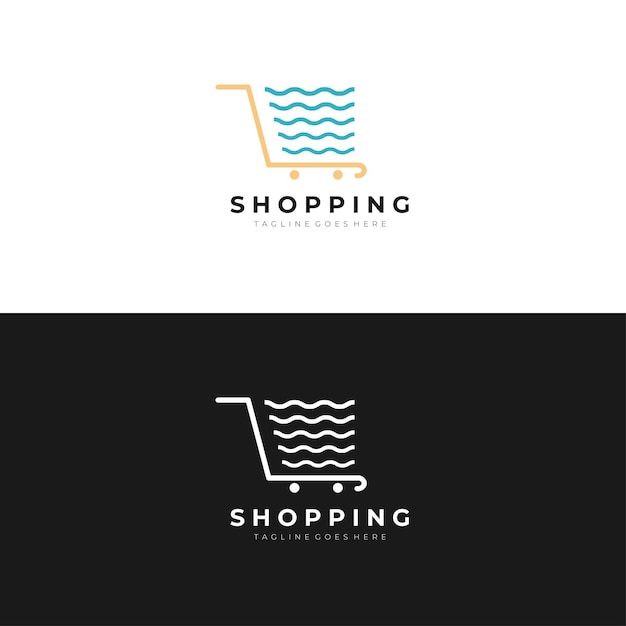 Winkelen logo ontwerp Trolley logo sjabloon Vectorillustratie