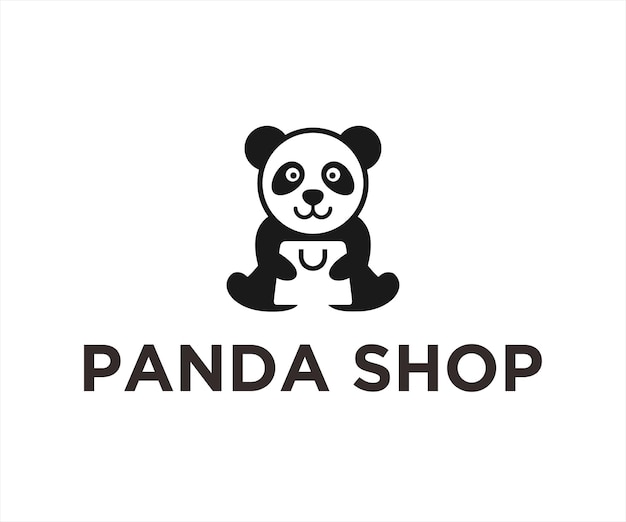 winkelen panda logo ontwerp vectorillustratie