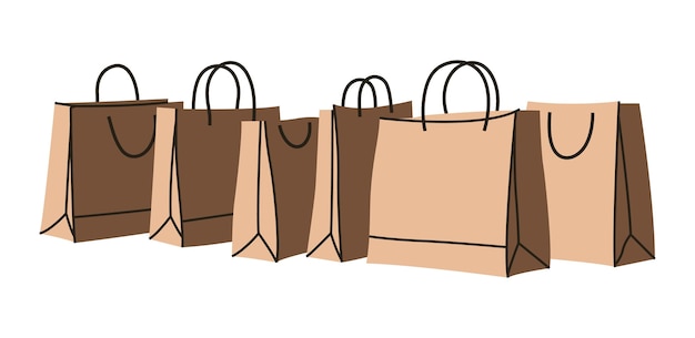 Winkeltassen van bruin kraftpapier voor marketing- en verkoopconcepten