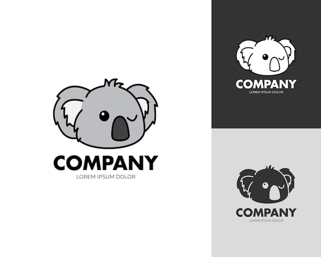 Simbolo del logo koala carino ammiccante