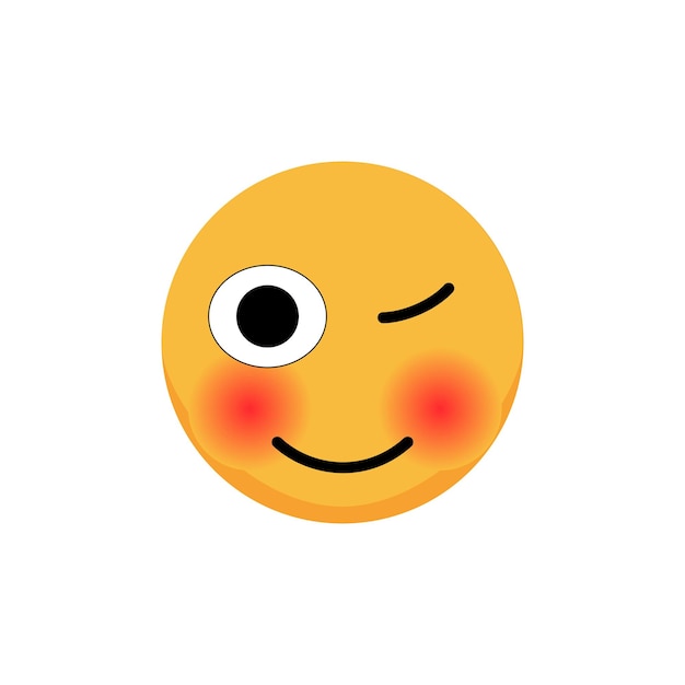 Winking emoticon cartoon emoji flat vector