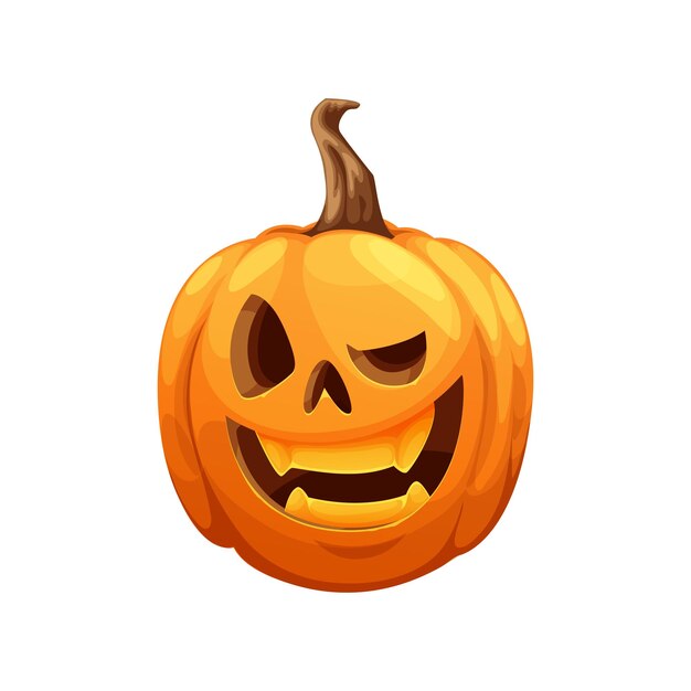 Winking funny cartoon Halloween pumpkin lantern